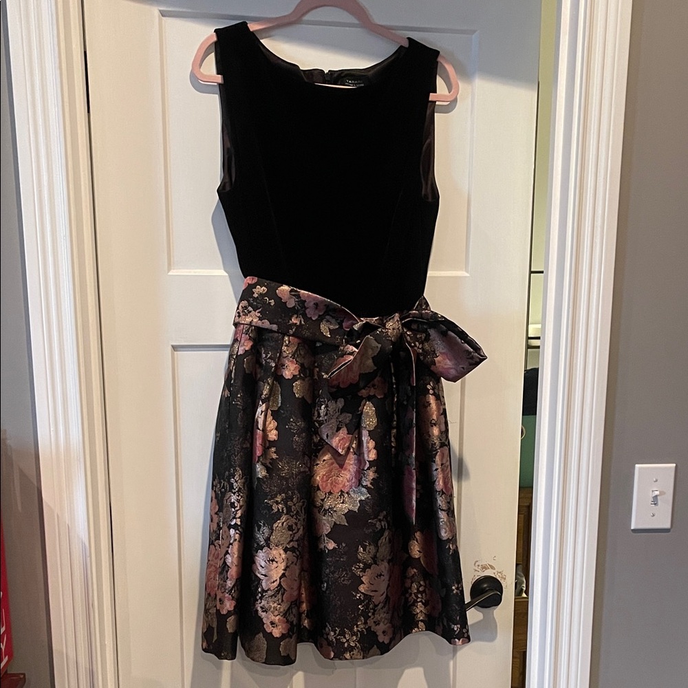 Elegant Floral Black and Pink Dress